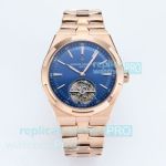 Super Clone Vacheron Constantin Overseas Tourbillon Rose Gold Watch with Blue Dial 